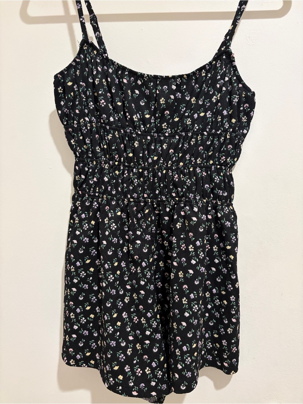 H&M Black Floral Smocked Sundress with Pastel Accents